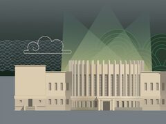 „Subalansuotas Kauno modernizmas“, koliažo tipo skaitmeninės grafikos kūrinys